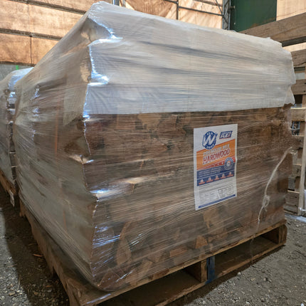 Quarter cord kiln-dried firewood neatly palletized