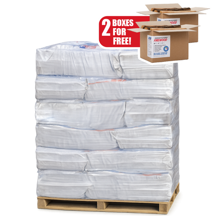 30 MEGA-Bags of Premium 16'' Kiln-Dried Firewood (Full Pallet, Local Delivery) + 2 Firewood Boxes For FREE