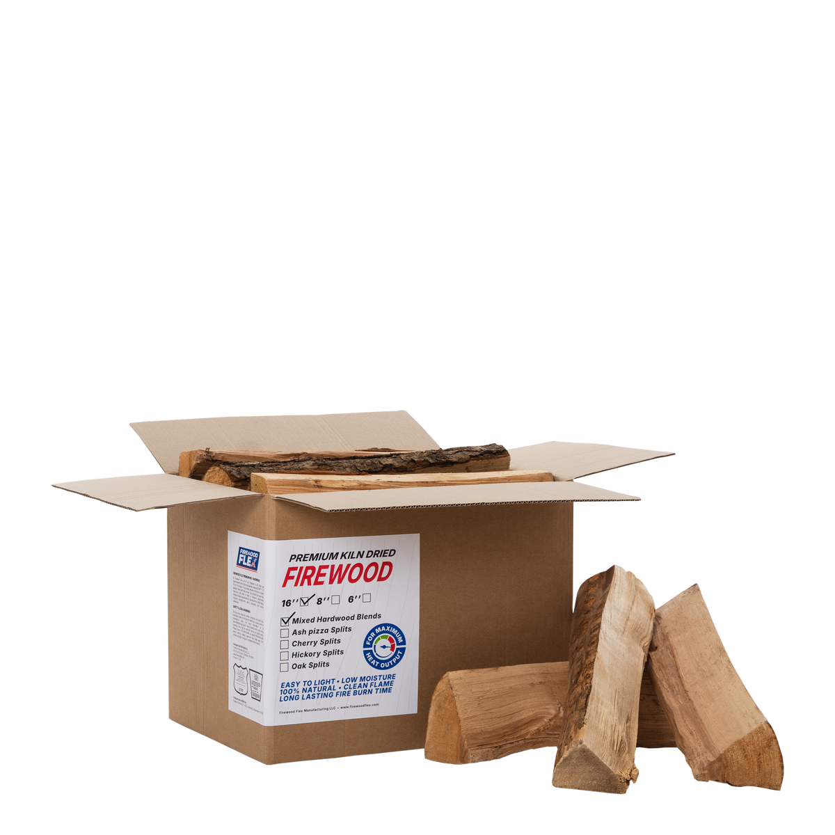 Kiln-dried firewood box 1.33 cubic feet mixed hardwood"
