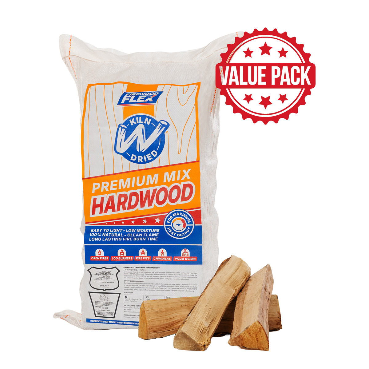 Premium 16'' Kiln-Dried Firewood - 1.75 cu ft Mega Bag
