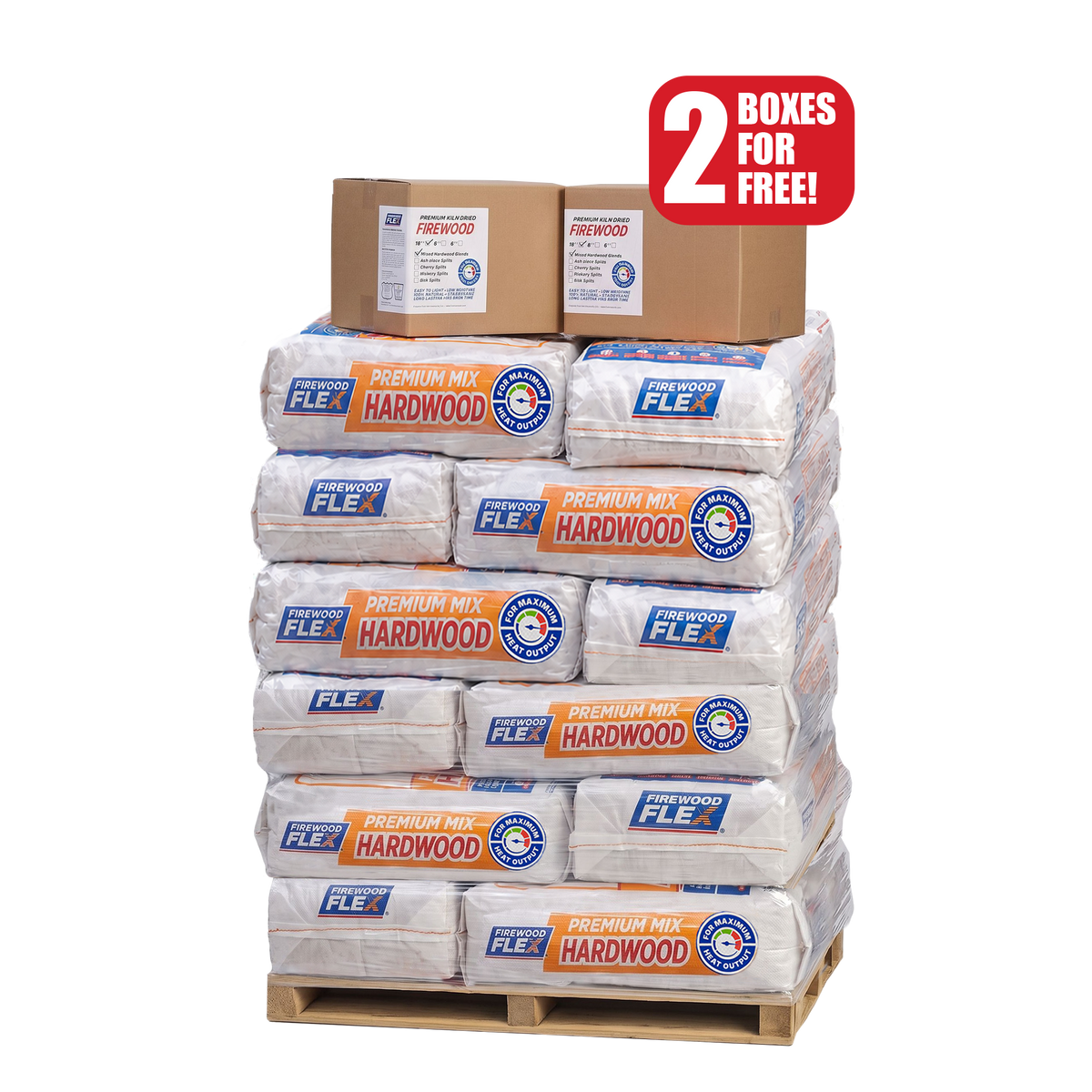 30 Mega Bags of Premium 16'' Kiln-Dried Firewood + 2 Firewood Boxes 1.33cf For FREE