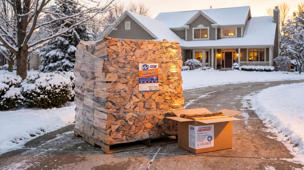 Palletized firewood delivery to driveway